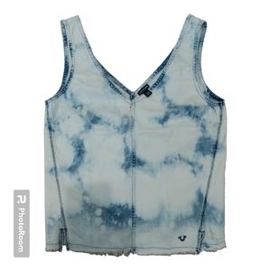 True Religion women Raw‎ Hem Tank sleeveless top bleached indigo Size XS